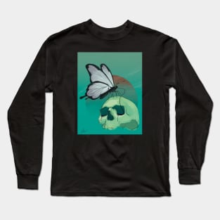 Cyberpunk Neon Death Butterfly And Skull Long Sleeve T-Shirt